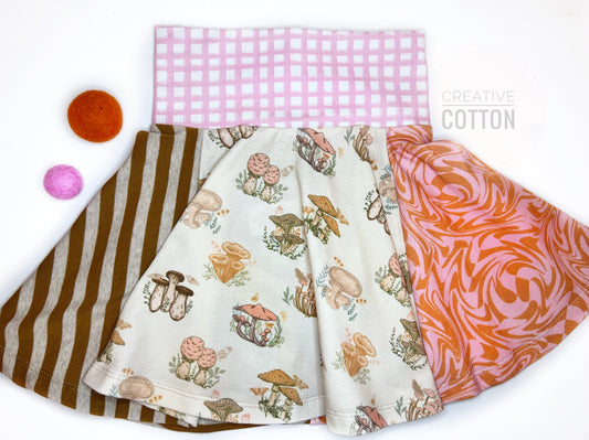 Mushroom Sketch Twirl Skirt