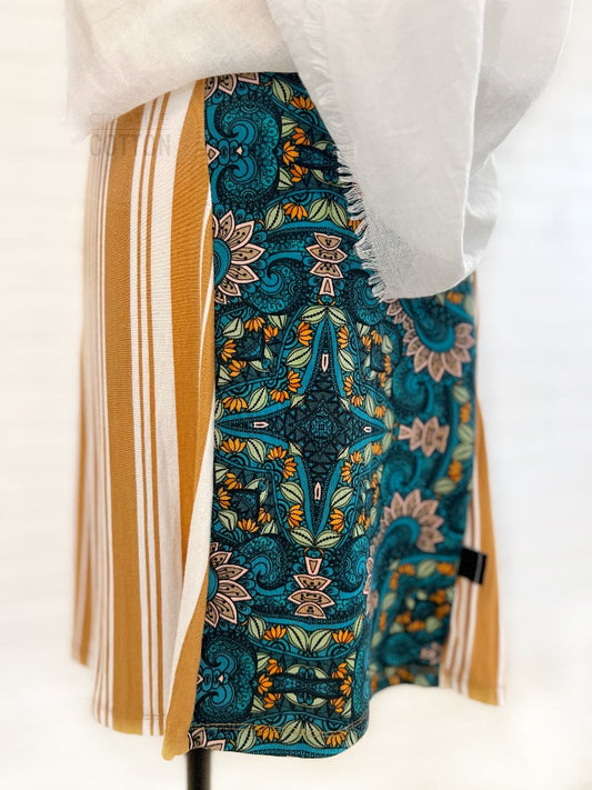 Rust Camel Paisley Funky Knit Skirt