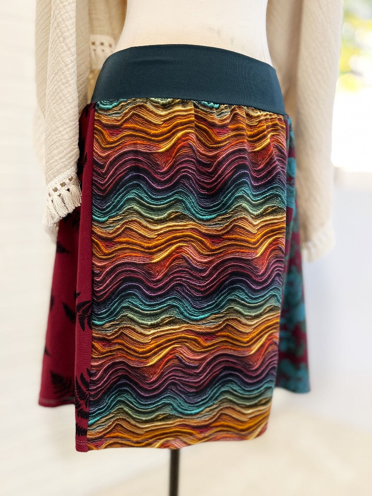 European Realistic Swirling Stitches Funky Knit Skirt