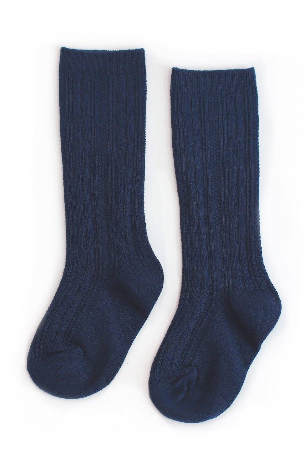 Little Stocking Co. - Navy Cable Knit Knee High Socks: 7-10 YEARS
