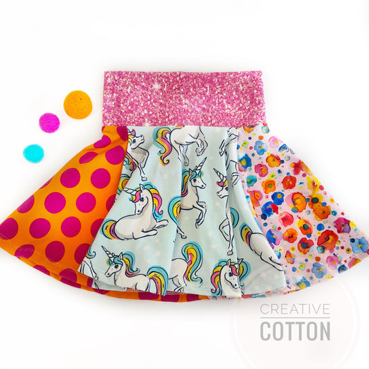 Watercolor Unicorns Twirl Skirt