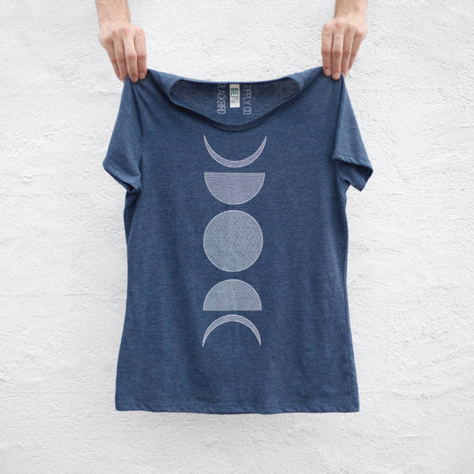 Blackbird Supply Co. - Moon Phase Women's Tee Shirt Made in USA Dusk Blue: S