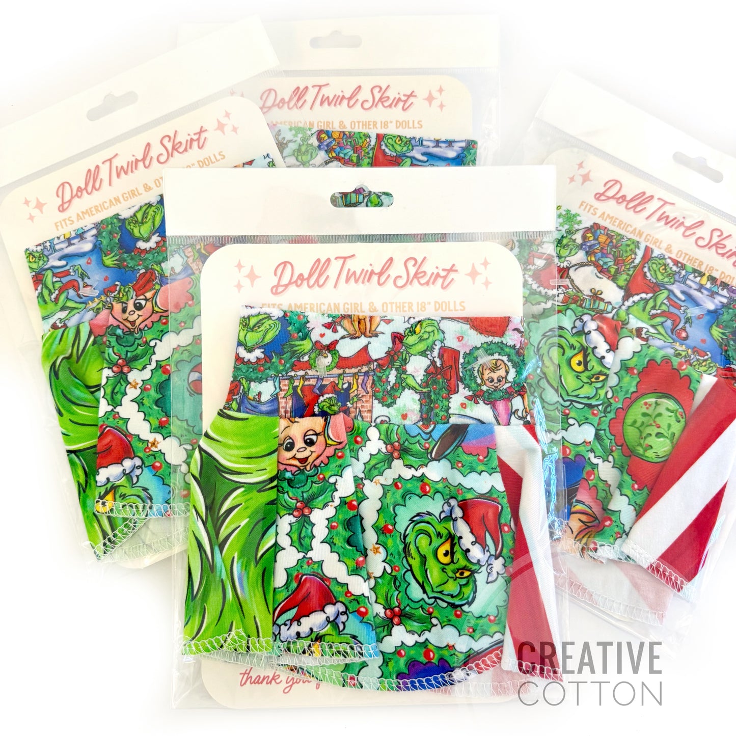 Grinchy Christmas Doll Skirt