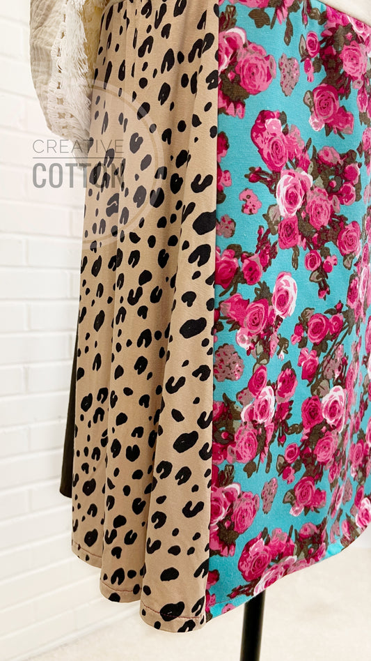 Preppy Floral Funky Knit Skirt