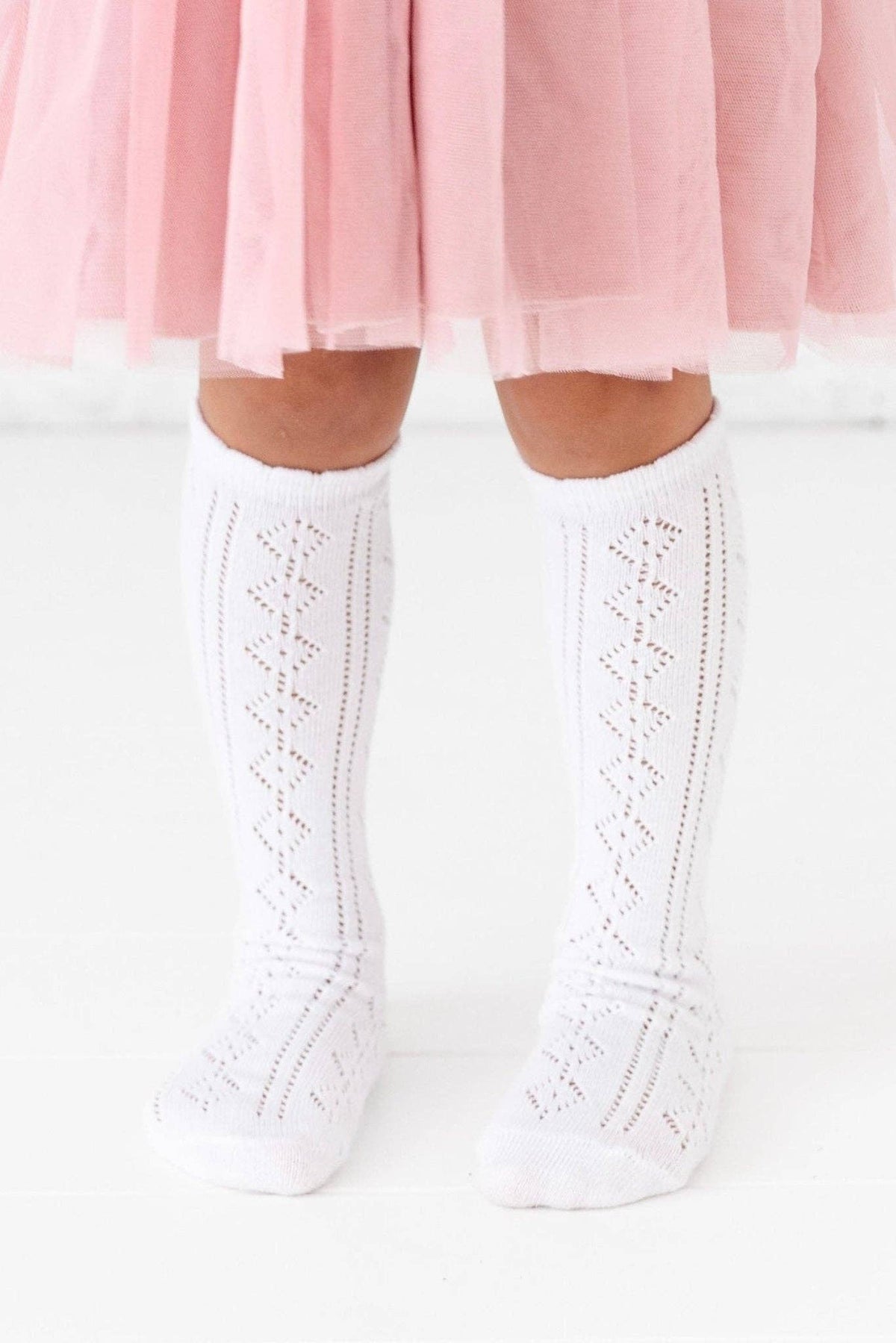 Little Stocking Co. - Scalloped Fancy Knee High Socks - White: 7-10 YEARS