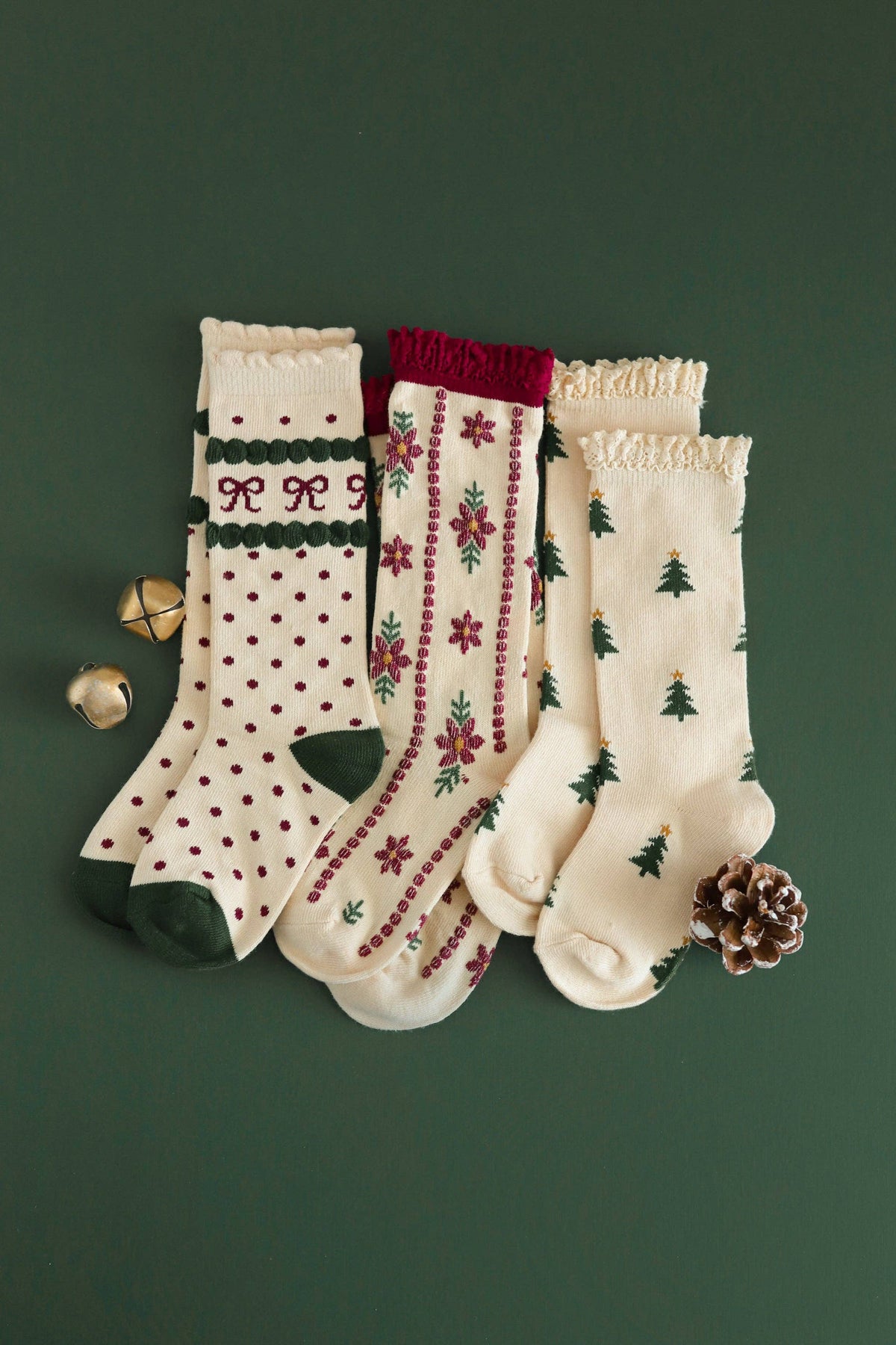 Little Stocking Co. - Tree Farm Lace Knee Socks: 7-10 YEARS