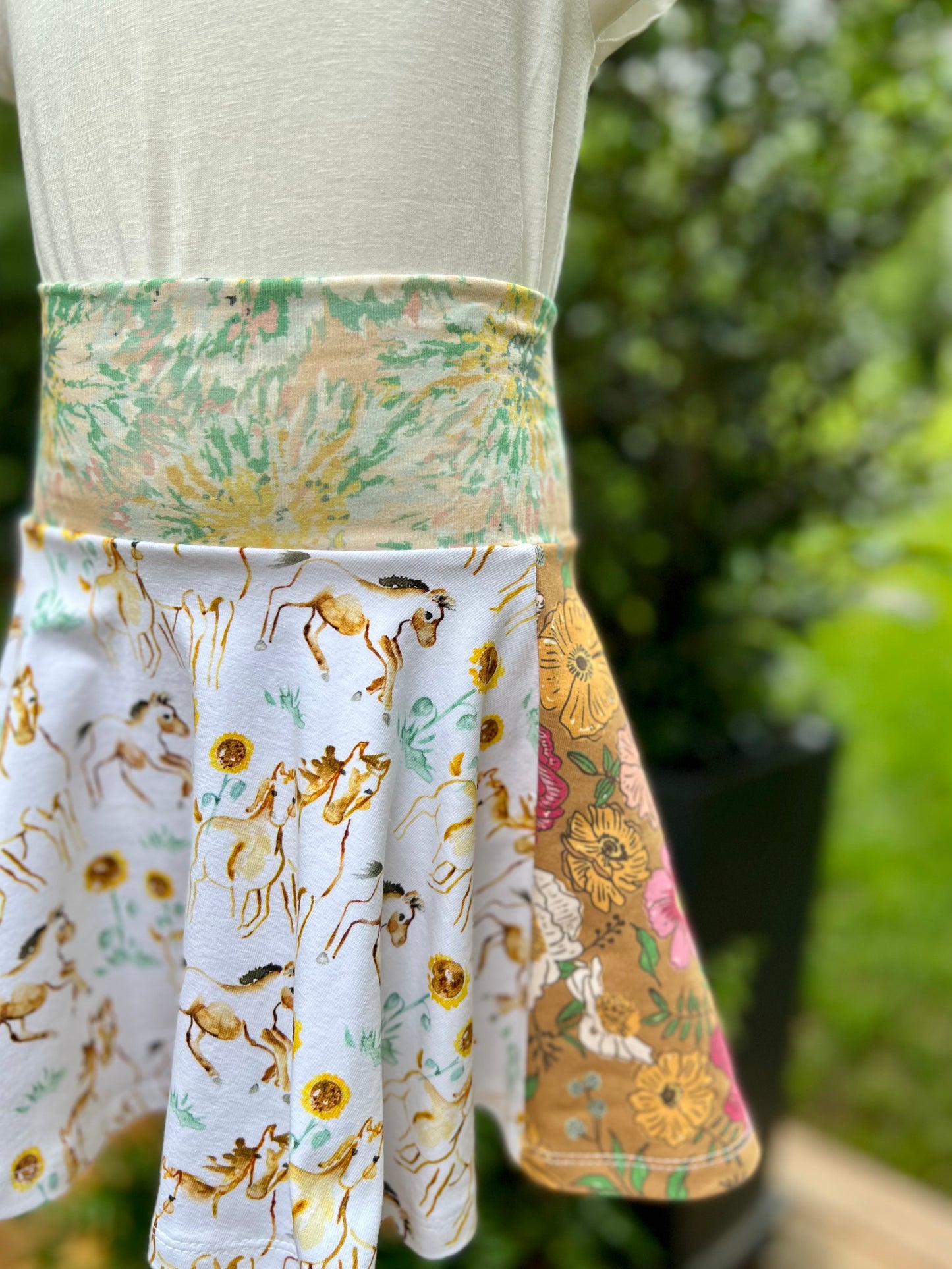 Watercolor Horses Twirl Skirt