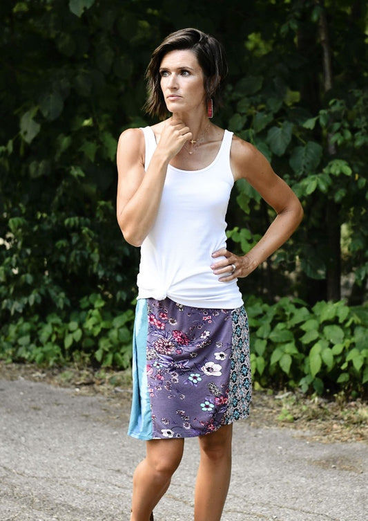 Heathered Floral Funky Knit Skirt