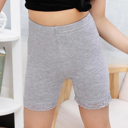 Girls Lace Bike Shorts in Moon (gray)