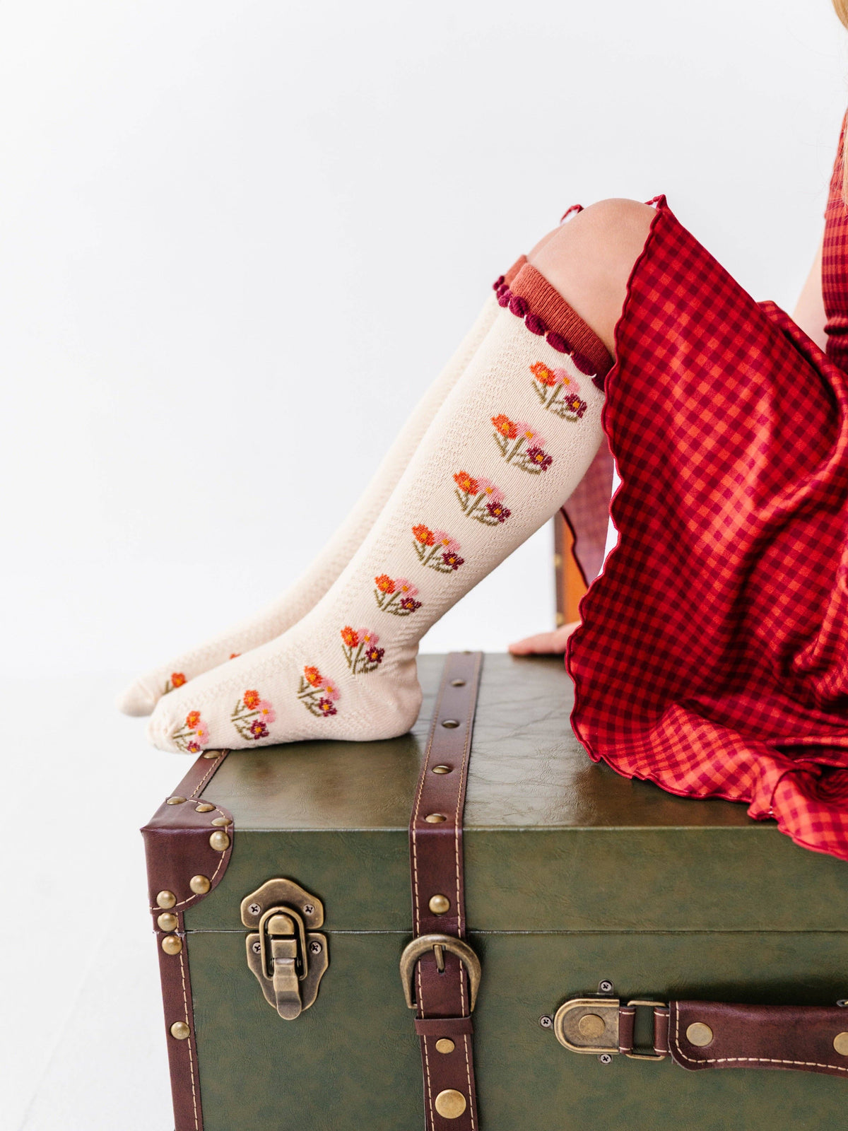 Little Stocking Co. - Posie Knee Socks - Rust: 1.5-3 YEARS