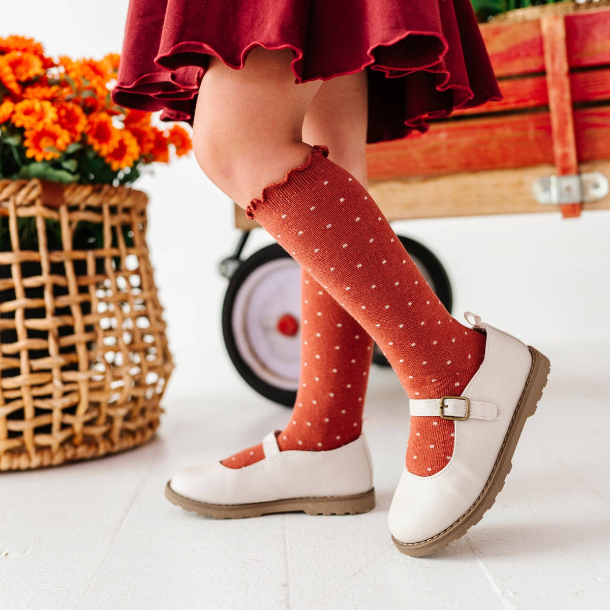 Little Stocking Co. - Dottie Knee Socks - Rust: 1.5-3 YEARS