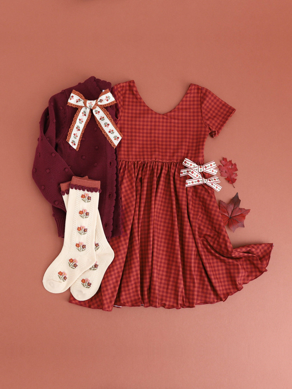 Little Stocking Co. - Posie Knee Socks - Rust: 6-18 MONTHS