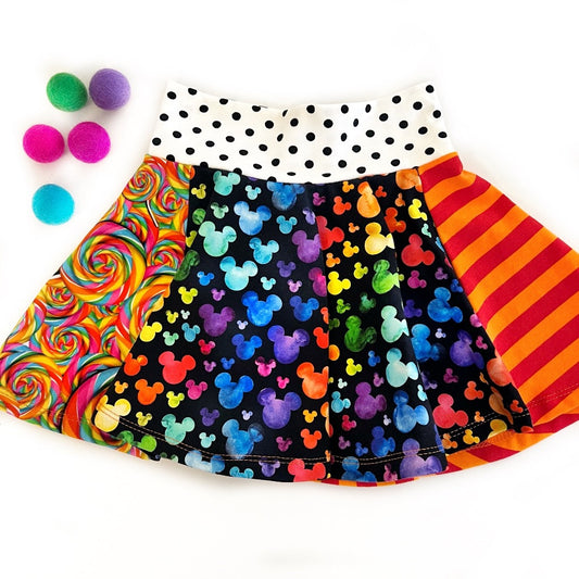 Watercolor Mouse Ears Twirl Skirt