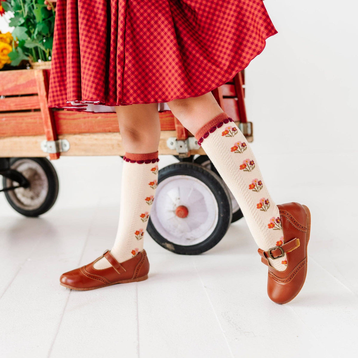 Little Stocking Co. - Posie Knee Socks - Rust: 6-18 MONTHS