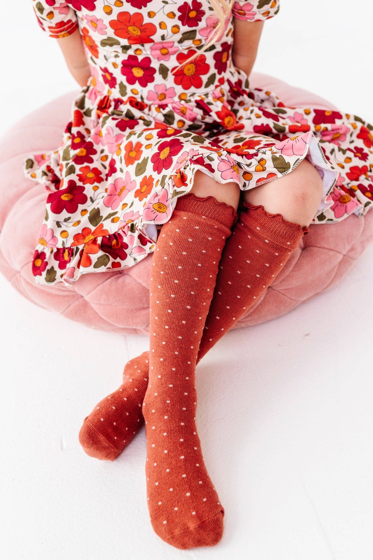 Little Stocking Co. - Dottie Knee Socks - Rust: 7-10 YEARS