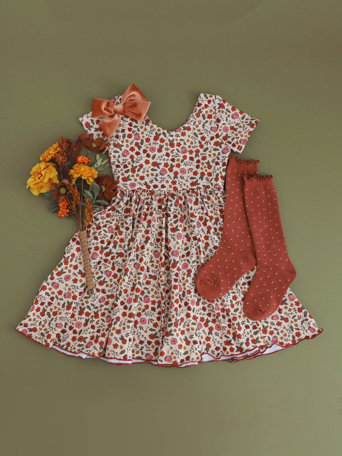 Little Stocking Co. - Dottie Knee Socks - Rust: 7-10 YEARS