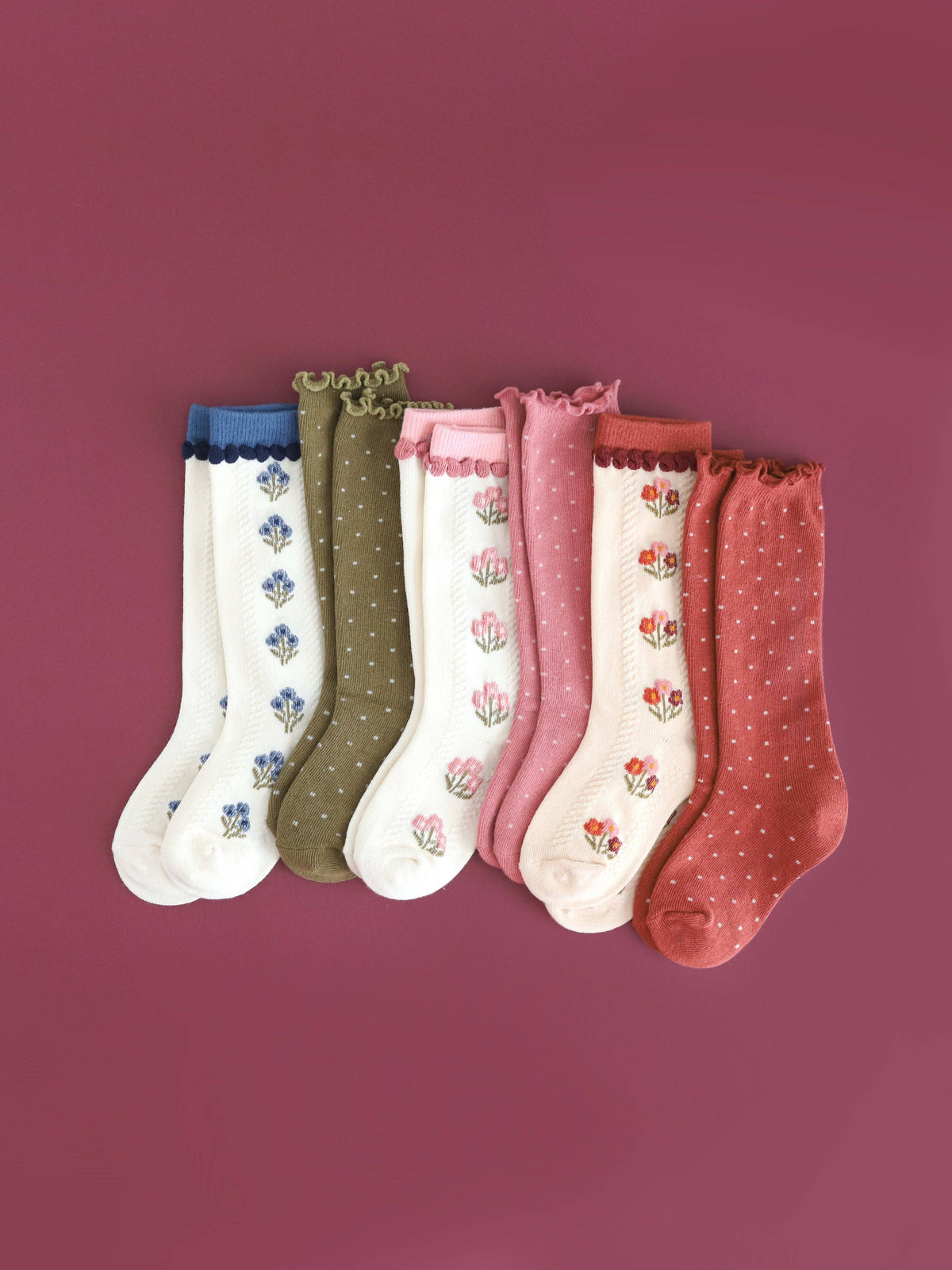 Little Stocking Co. - Posie Knee Socks - Rust: 6-18 MONTHS