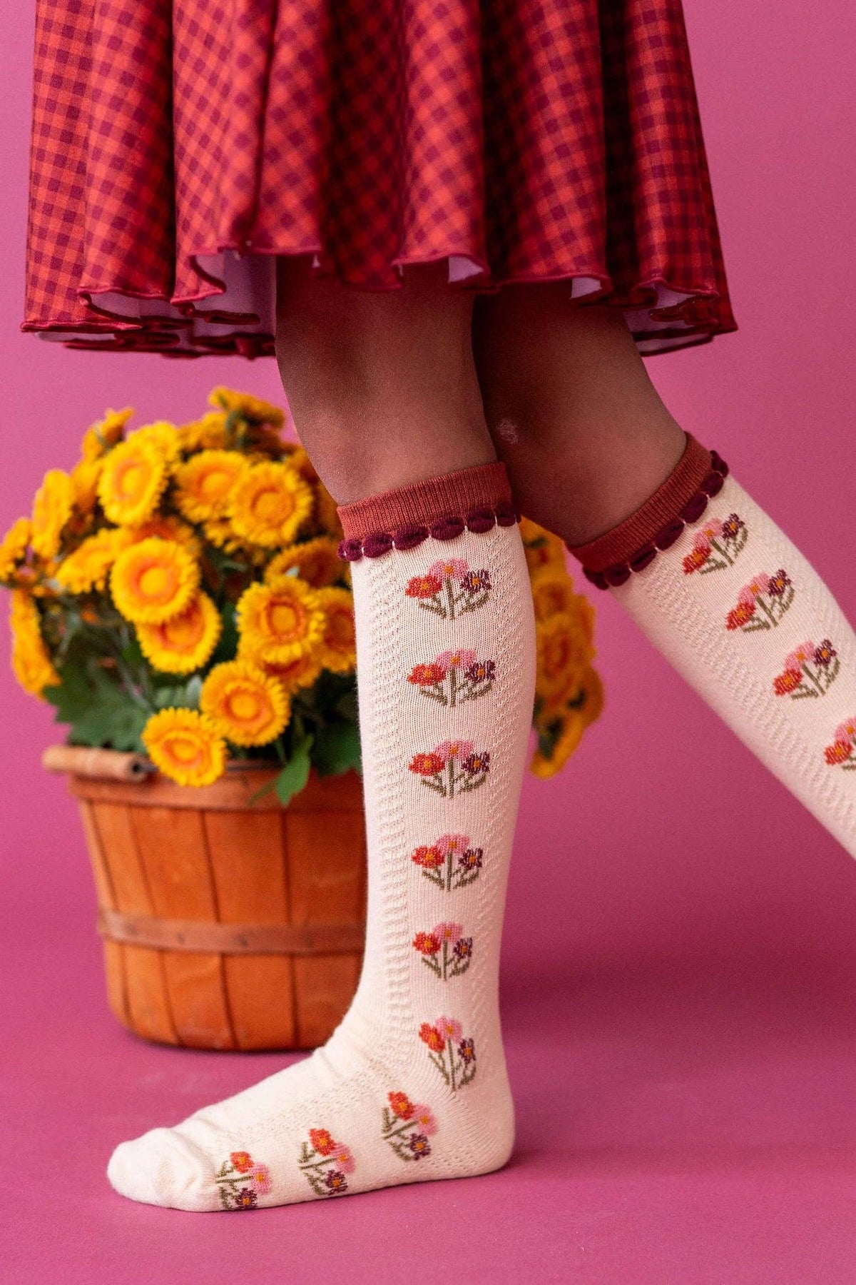 Little Stocking Co. - Posie Knee Socks - Rust: 1.5-3 YEARS