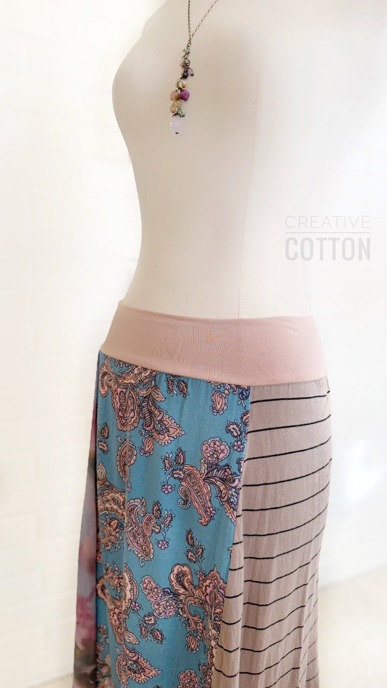 Turquoise Paisley Funky Knit Skirt