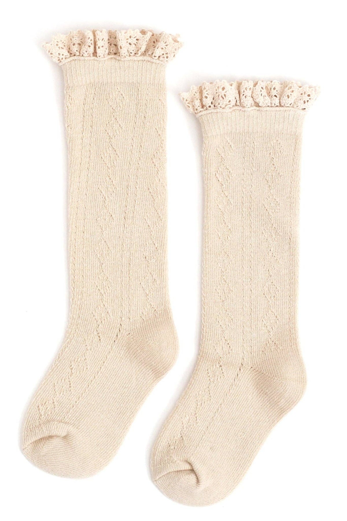 Little Stocking Co. - Vanilla Fancy Lace Top Knee High Socks: 1.5-3Y
