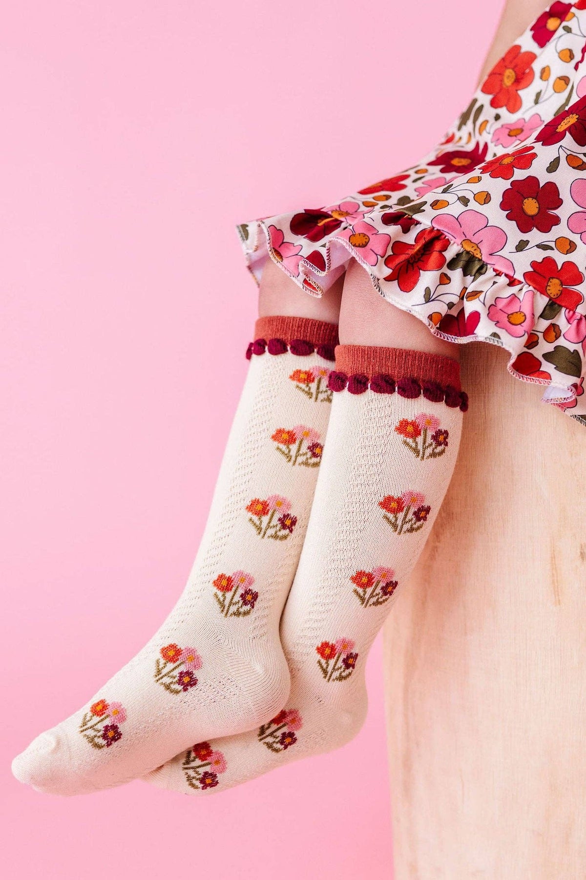 Little Stocking Co. - Posie Knee Socks - Rust: 6-18 MONTHS
