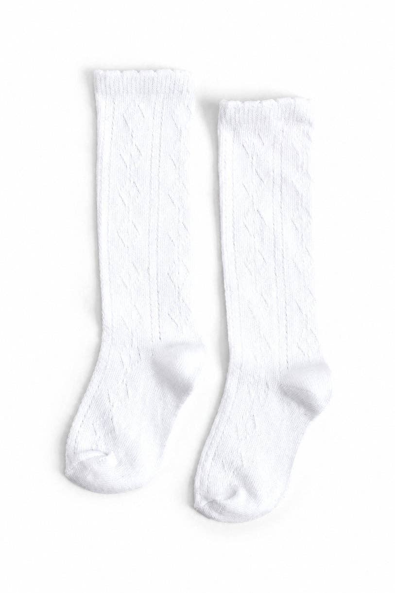 Little Stocking Co. - Scalloped Fancy Knee High Socks - White: 1.5-3 YEARS