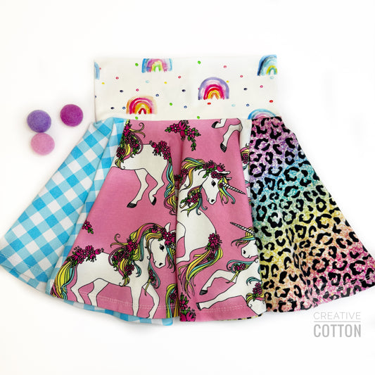 Unicorns on Pink Twirl Skirt