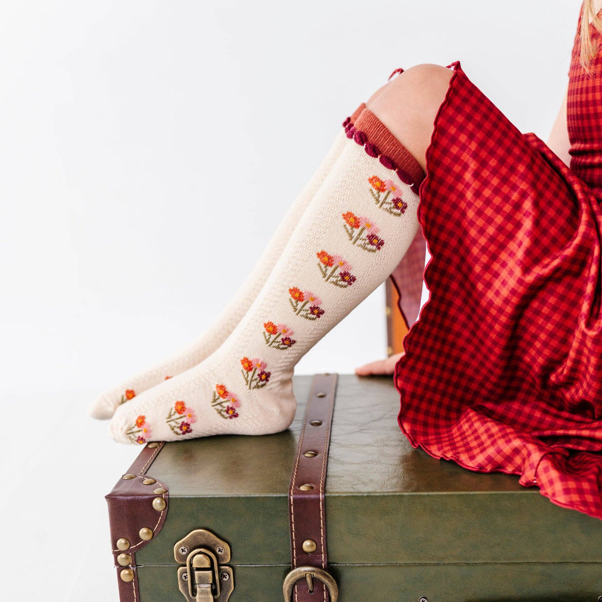 Little Stocking Co. - Posie Knee Socks - Rust: 6-18 MONTHS