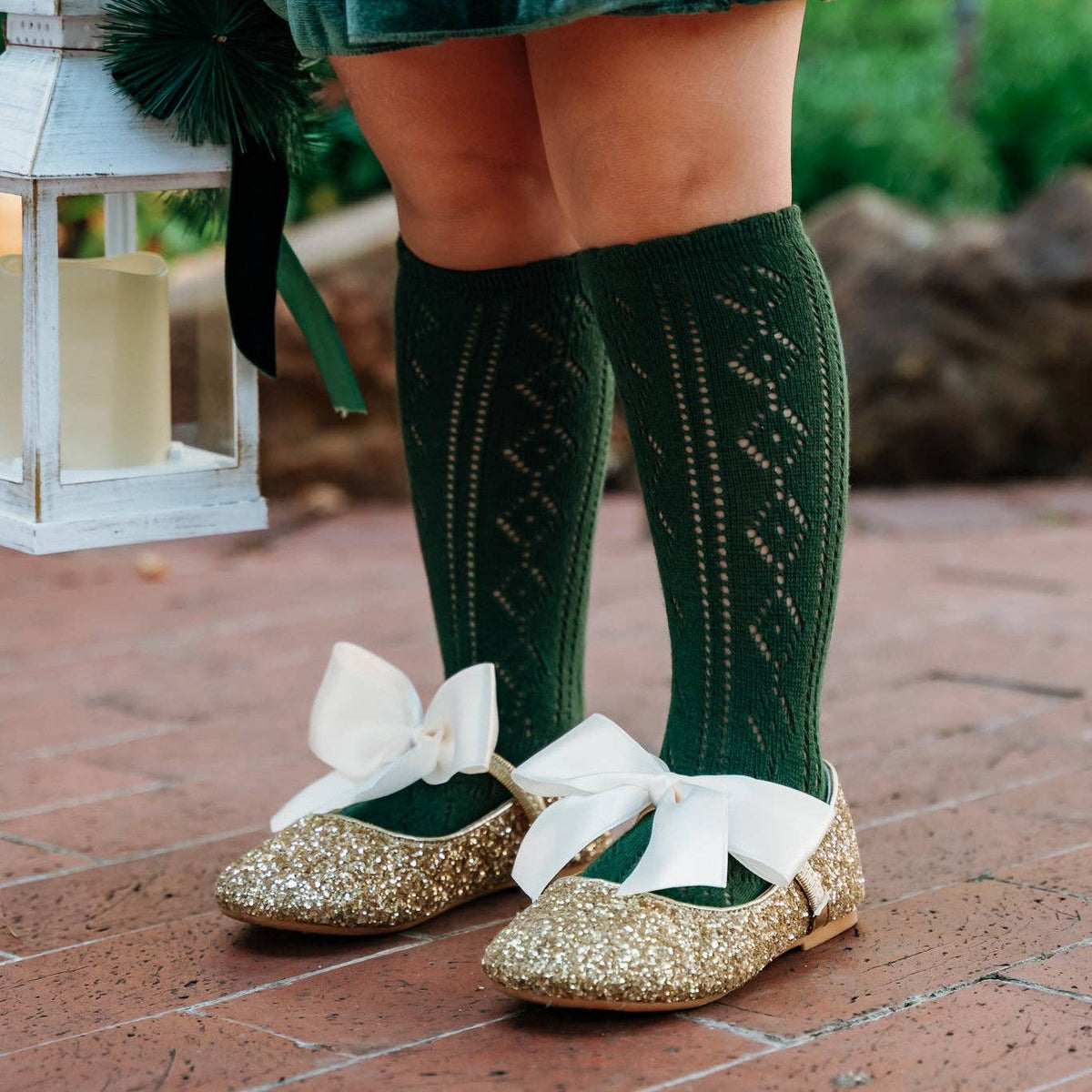 Little Stocking Co. - Scalloped Fancy Knee High Socks - Forest: 7-10 YEARS