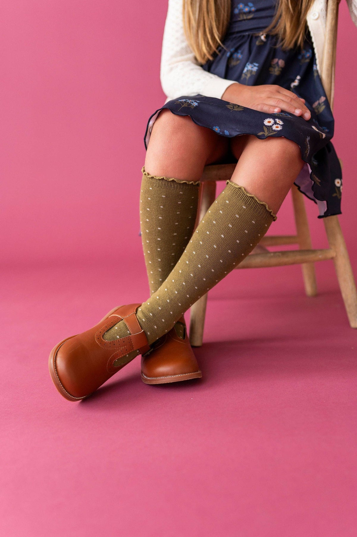 Little Stocking Co. - Dottie Knee Socks - Olive: 7-10 YEARS