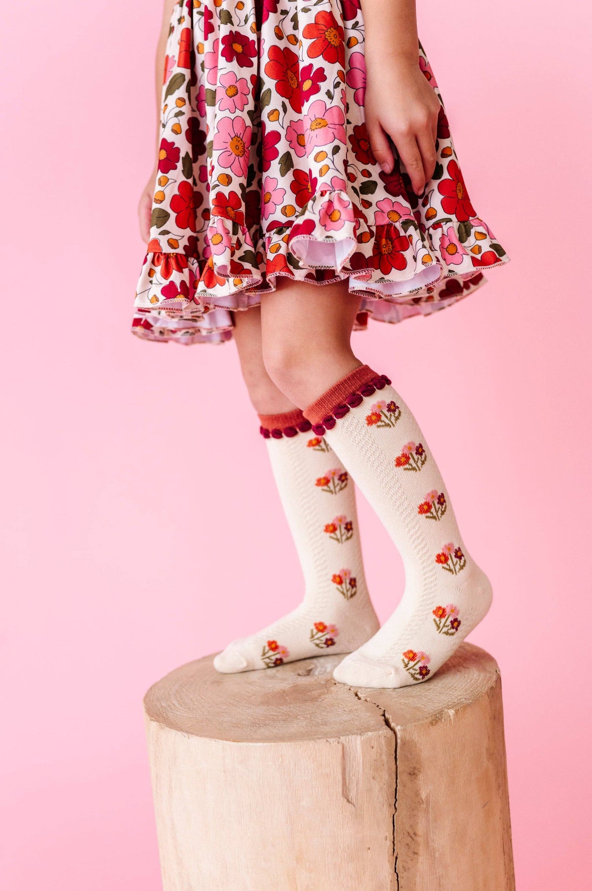 Little Stocking Co. - Posie Knee Socks - Rust: 4-6 YEARS