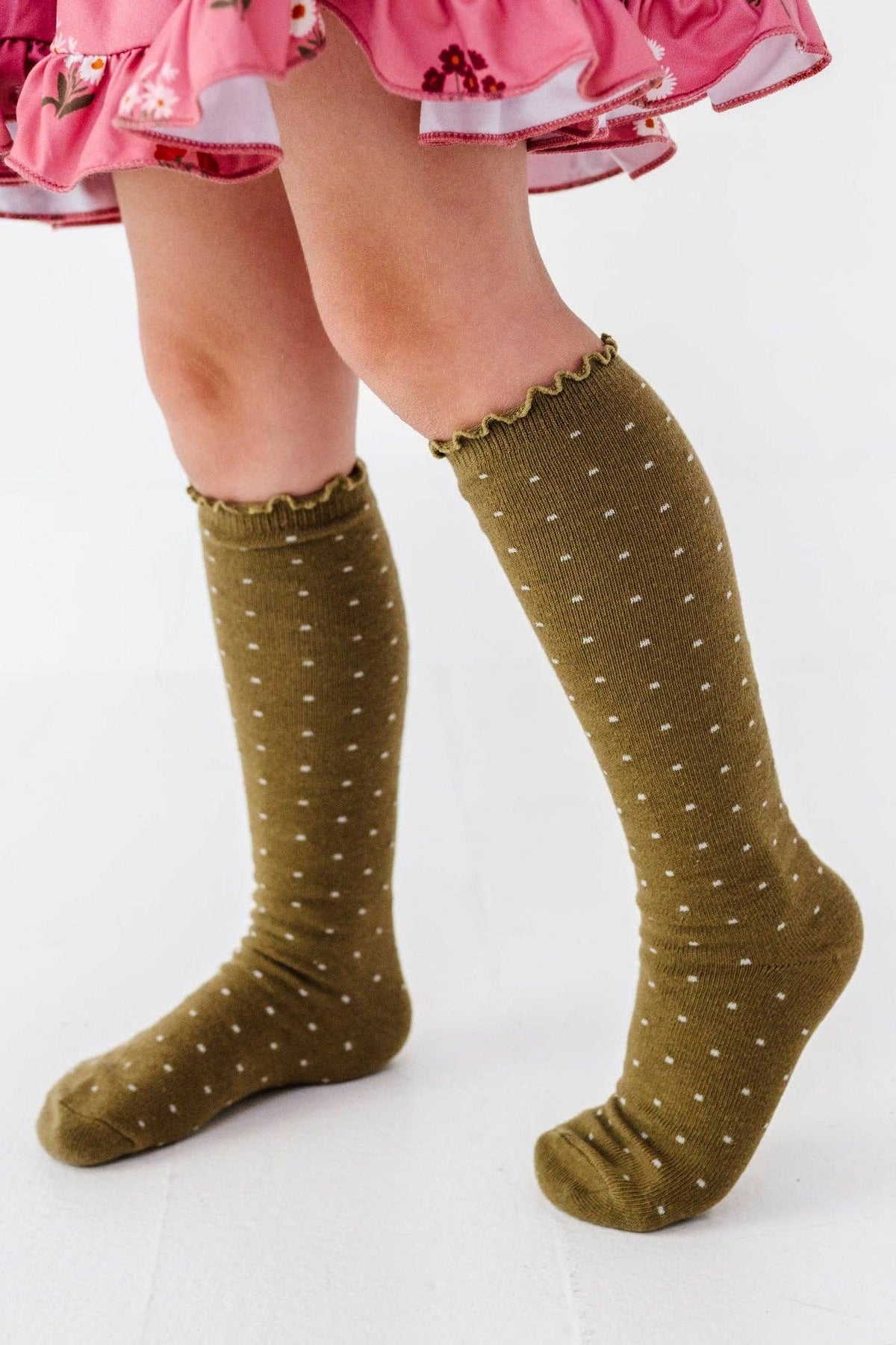 Little Stocking Co. - Dottie Knee Socks - Olive: 7-10 YEARS