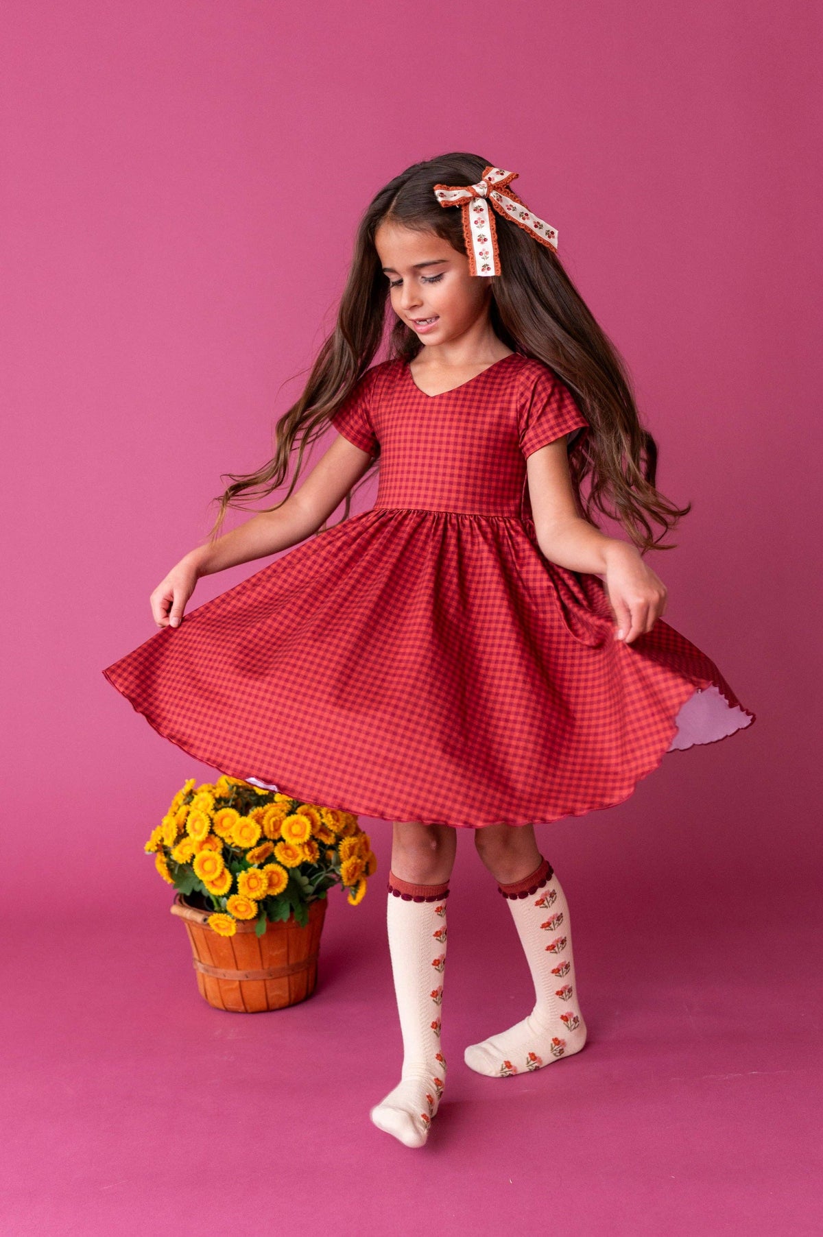 Little Stocking Co. - Posie Knee Socks - Rust: 6-18 MONTHS