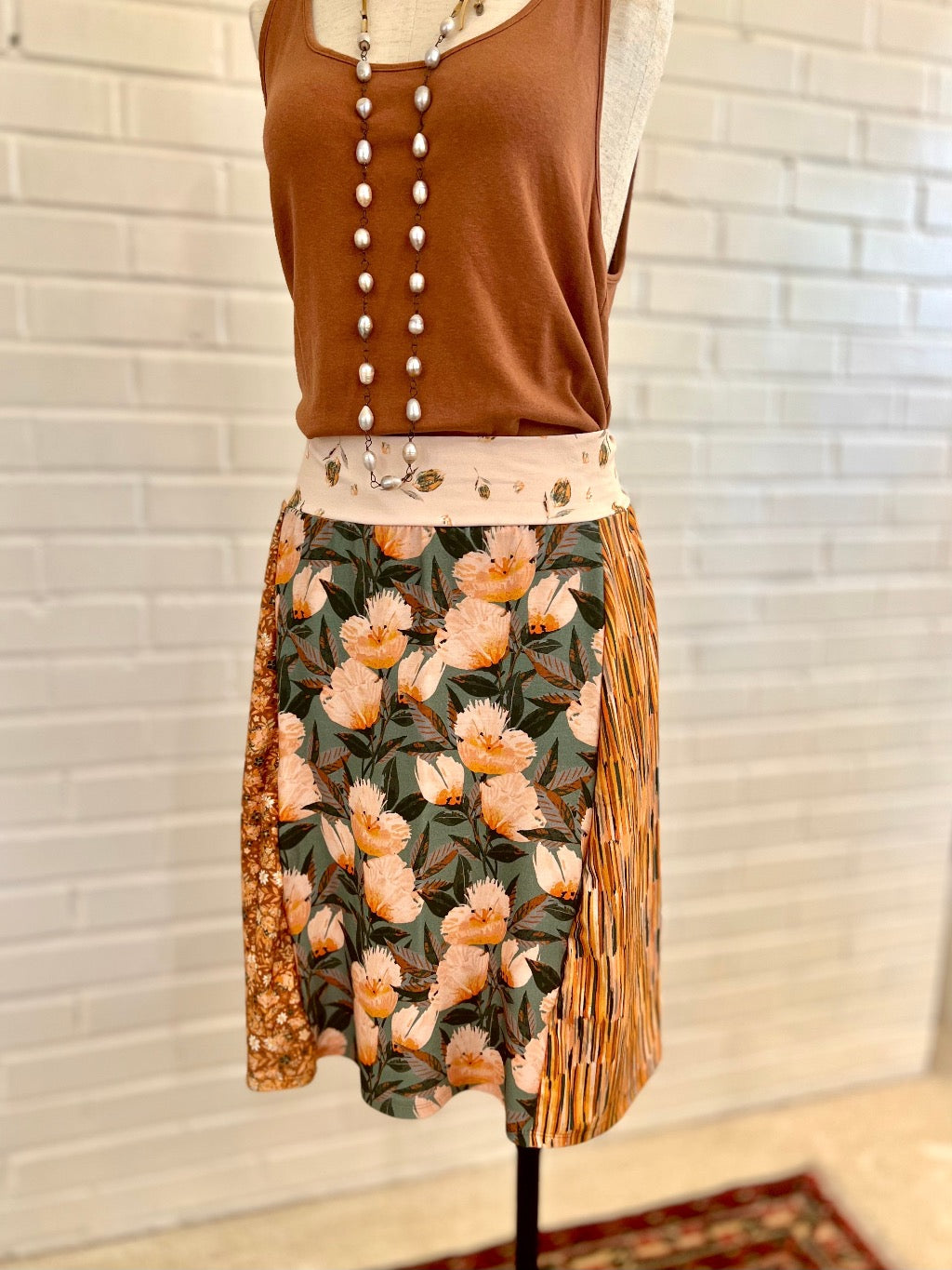 Copper Wildflower Funky Knit Skirt