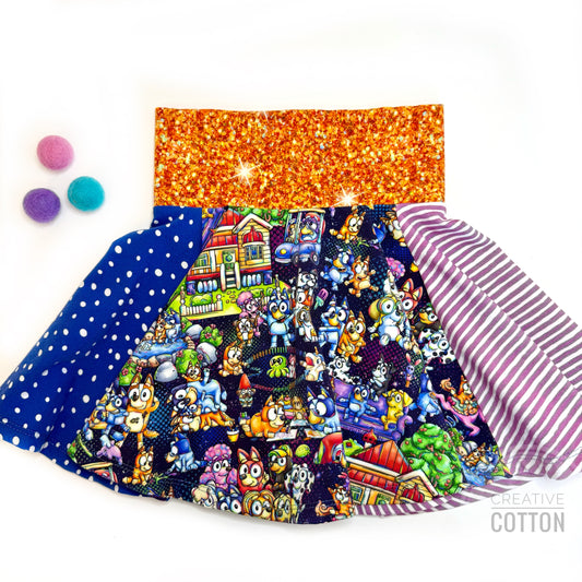 Blue Heeler Family Twirl Skirt