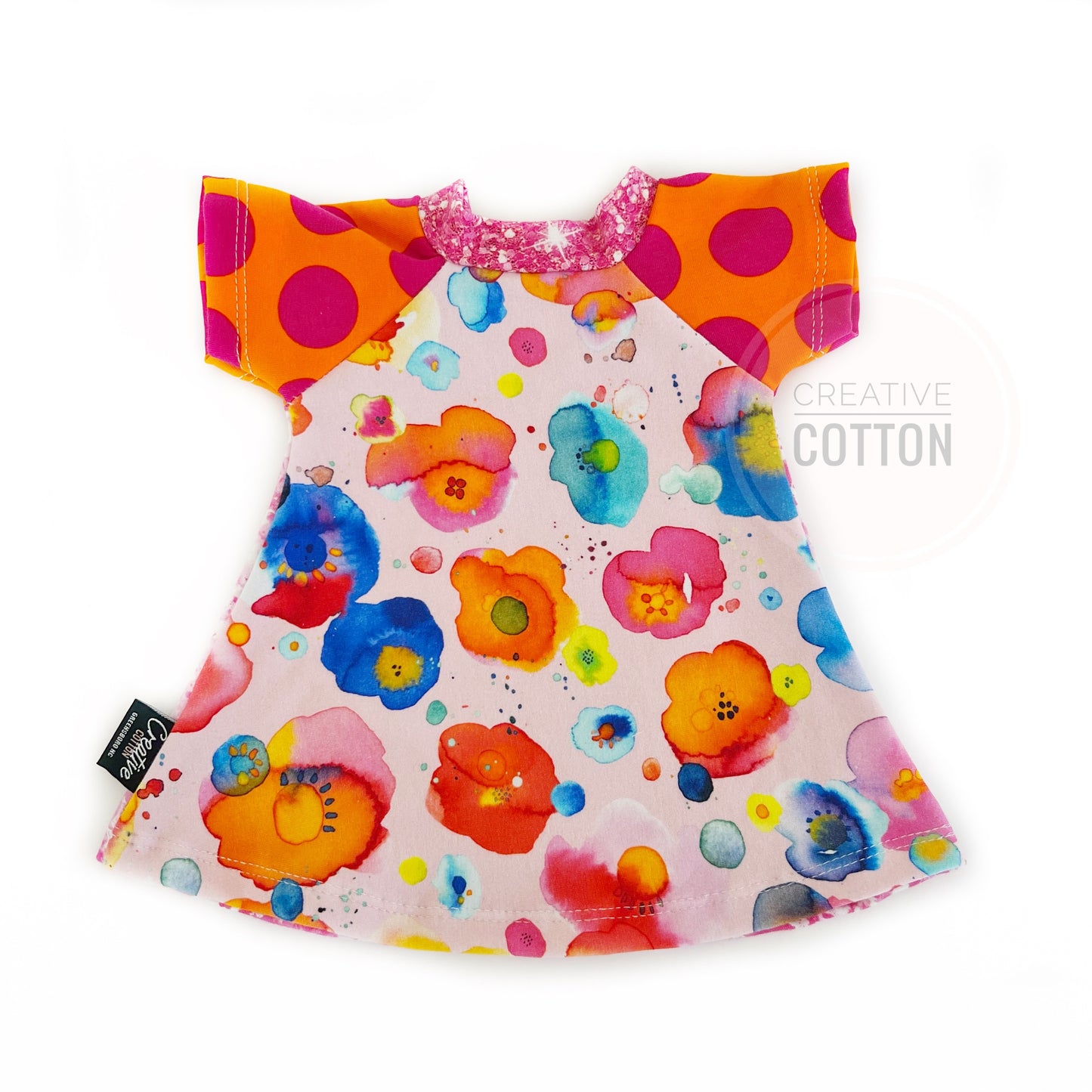 Abstract Watercolor Flowers Doll Dress