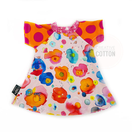 Abstract Watercolor Flowers Doll Dress