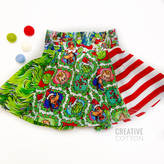 Grinchy Christmas Twirl Skirt