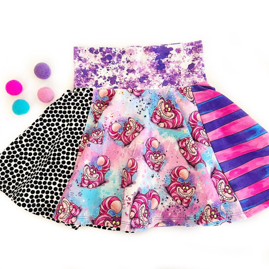 Cheshire Kitty / Alice in Wonderland Twirl Skirt