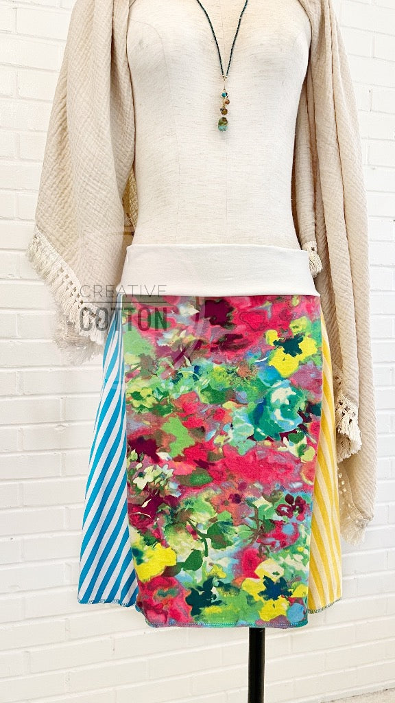 Watercolor Brights Funky Knit Skirt