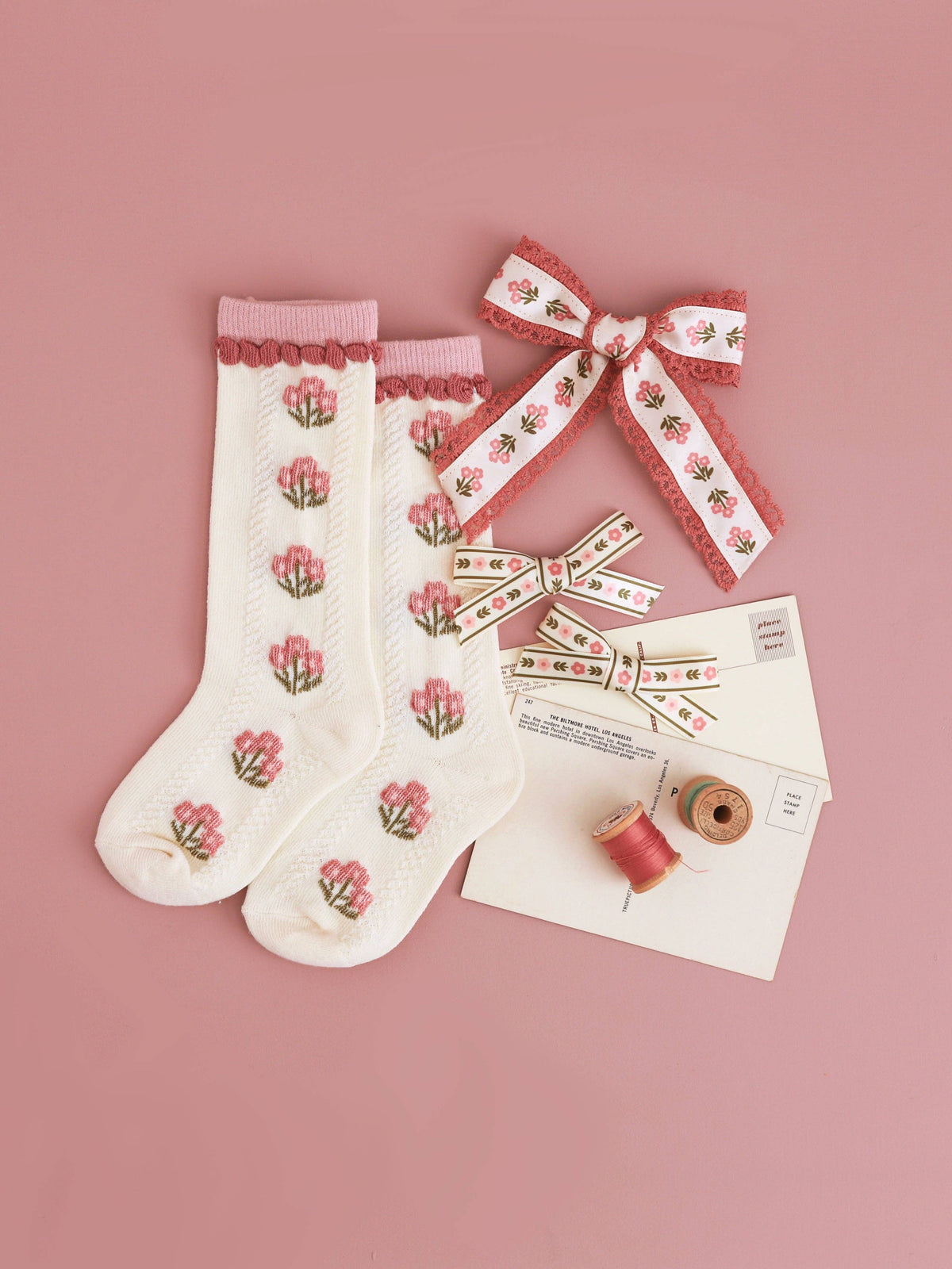 Little Stocking Co. - Posie Knee Socks - Old Rose: 6-18 MONTHS