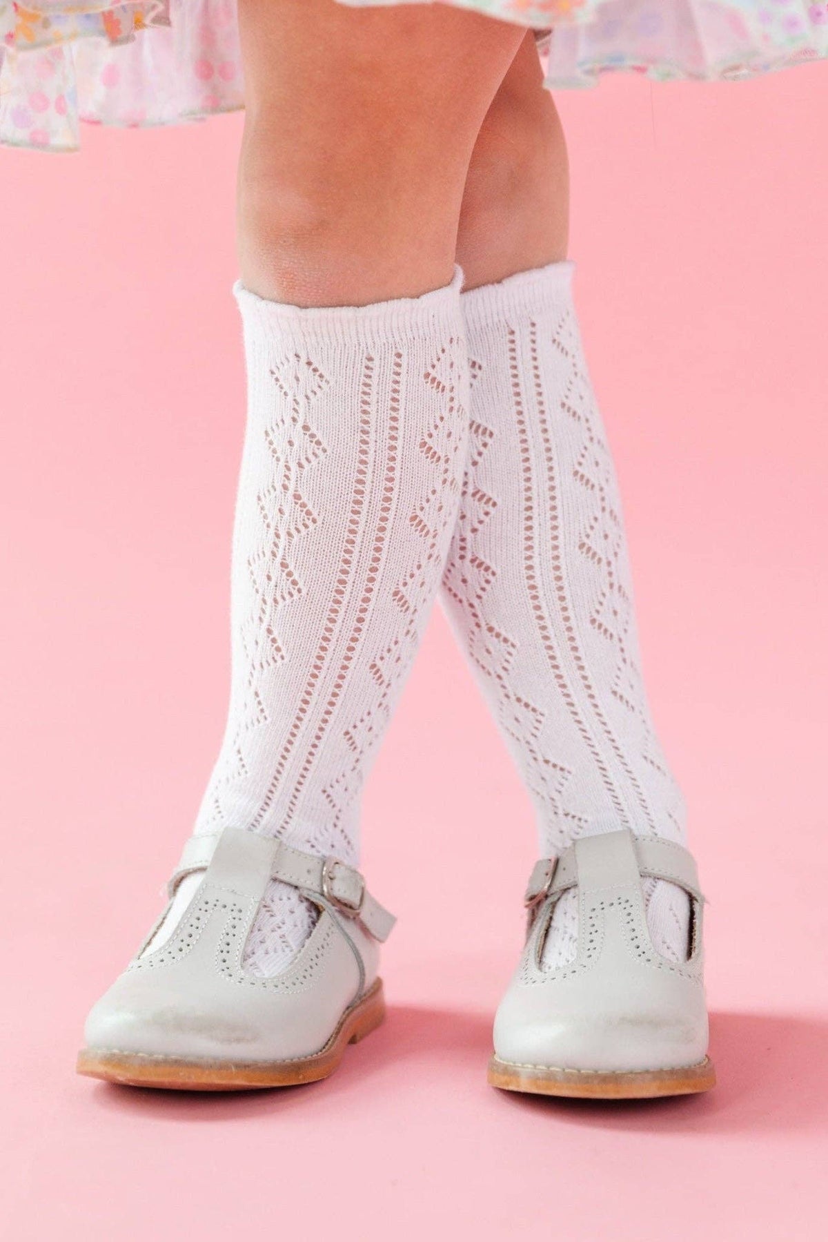 Little Stocking Co. - Scalloped Fancy Knee High Socks - White: 1.5-3 YEARS