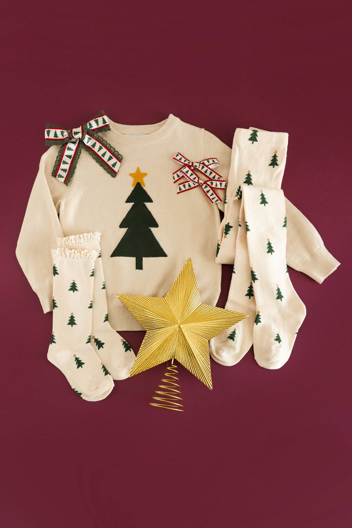 Little Stocking Co. - Tree Farm Lace Knee Socks: 7-10 YEARS