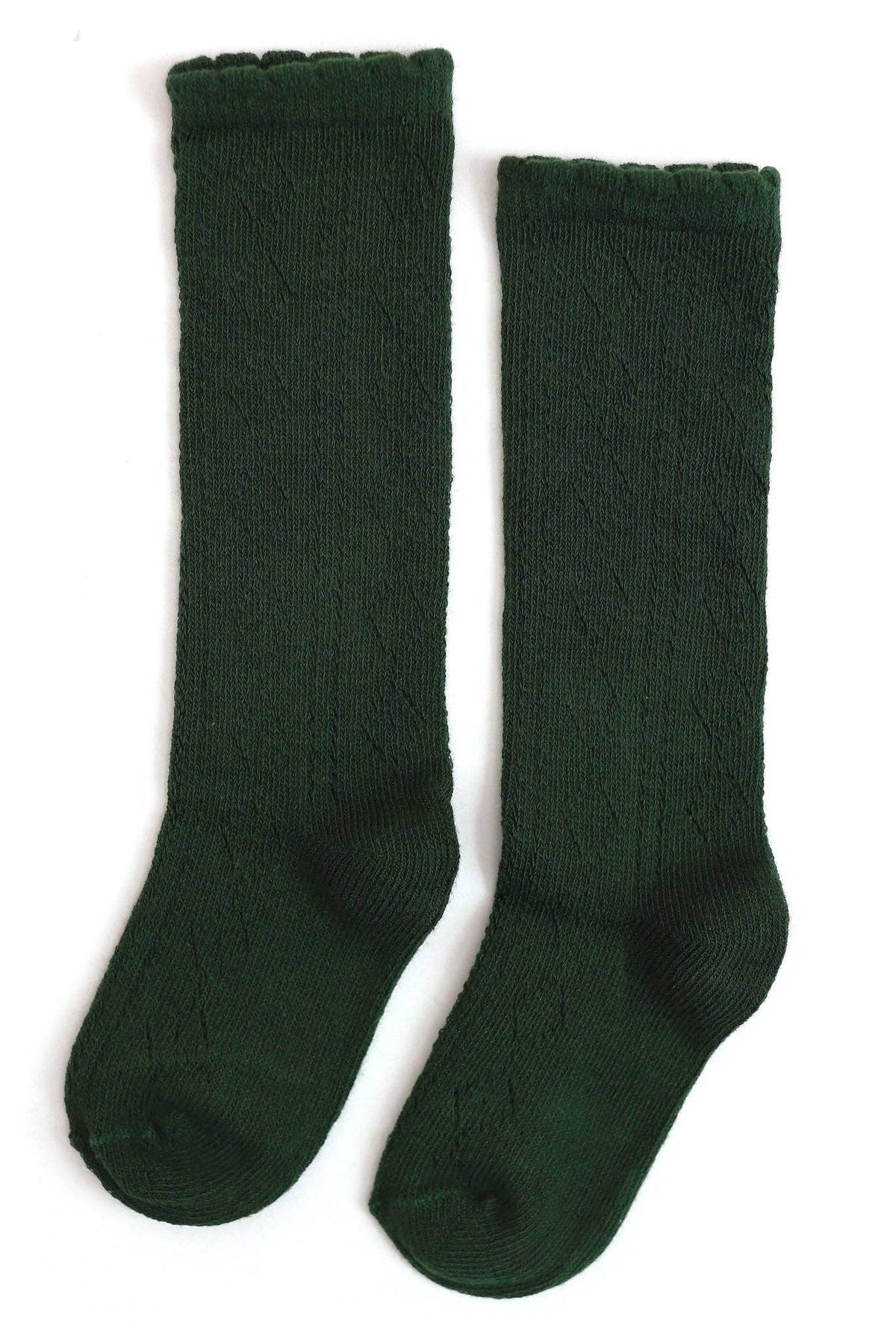 Little Stocking Co. - Scalloped Fancy Knee High Socks - Forest: 7-10 YEARS