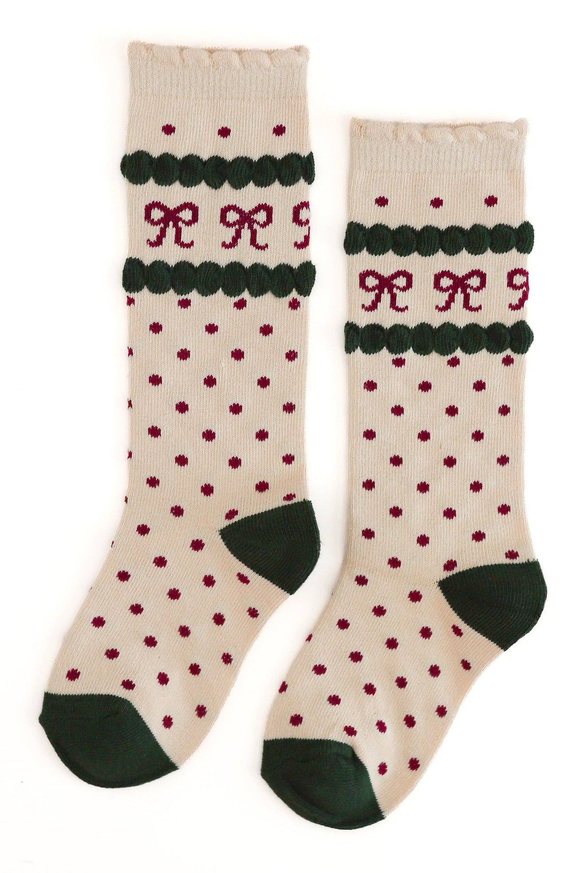 Little Stocking Co. - Christmas Bow Knee Socks: 1.5-3 YEARS
