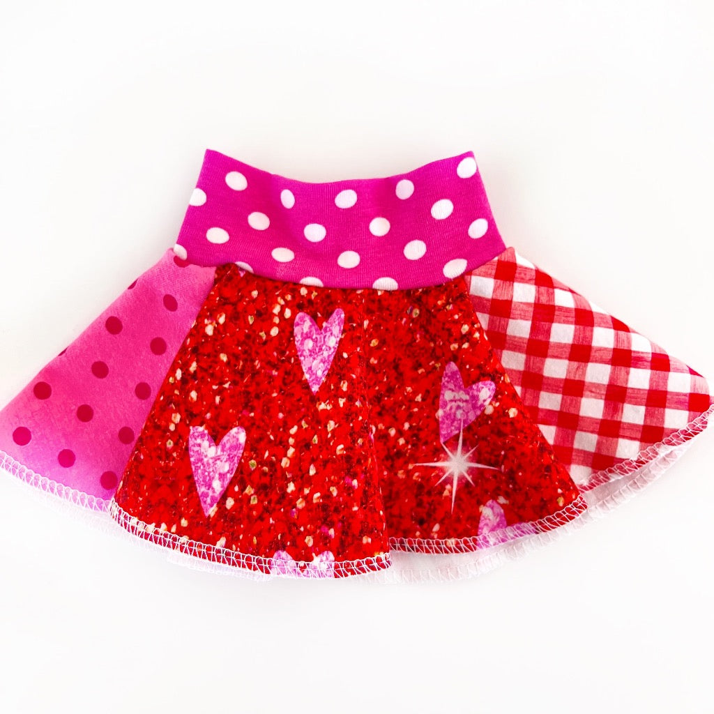 Glitter Hearts Doll Skirt