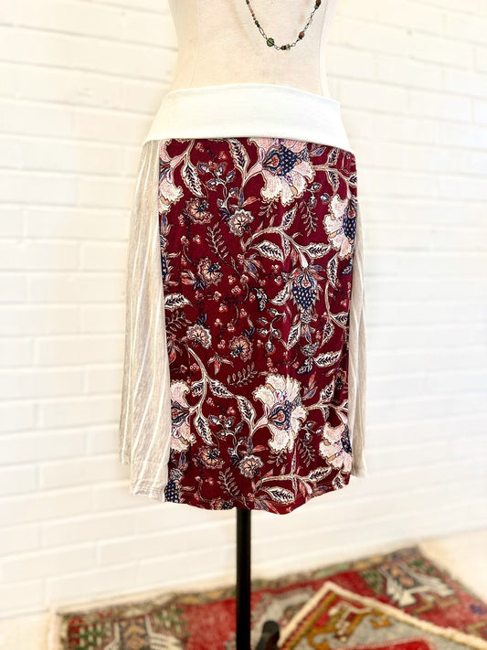 Merlot Paisley Abstract Funky Knit Skirt